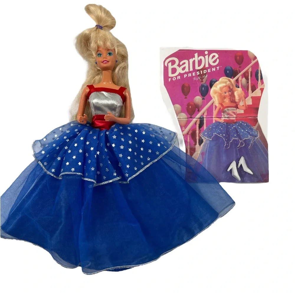 Vintage Barbie for President Doll in Red Silver & Blue Gown Collector Doll 1992